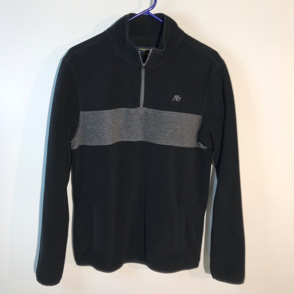 Aeropostale Fleece 1/4 Zip Pullover Men’s Size Medium Black